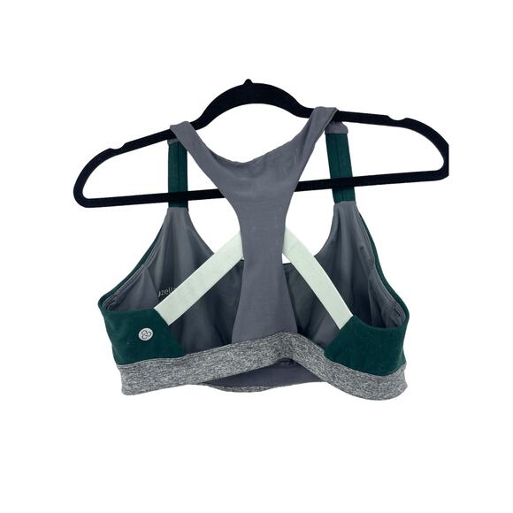 Zella Bra Womens Large Sports Moss Green Gray Colorblock Cutout Racerback - Picture 2 of 3